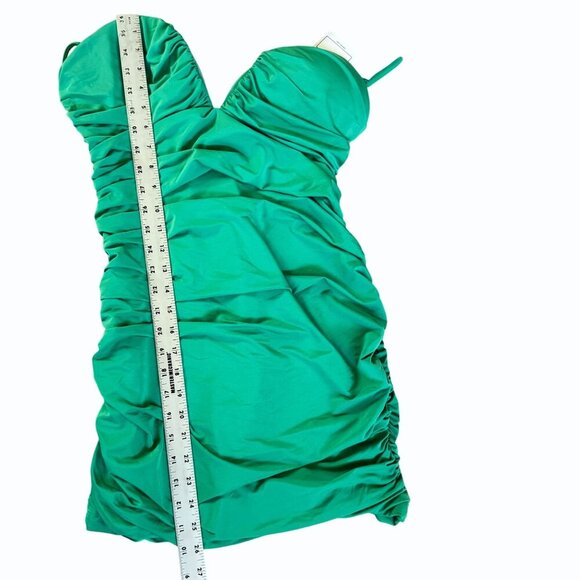 Kikiriki Ruched Bodycon‎ Mini Dress Womens M Party Kelly Green St Patrick's Day - Picture 10 of 10